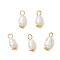 Natural Cultured Freshwater Pearl Rice Pendants, with Iron Loops & Alloy Daisy Spacer Beads, Floral White, Golden, 15~16x6.5~7mm, Hole: 2~2.5mm