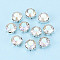 Sew on Rhinestone Montee Beads, with Brass Prong Settings, Garments Accessories, Flat Round, Crystal AB, 8.1x5.8mm, Hole: 1mm, about 288pcs/bag