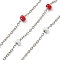 304 Stainless Steel Enamel Link Chains, Soldered, with Spool, Flat Round, Red, 2x1.5x0.5mm