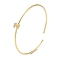 Rack Plating Brass Micro Pave Clear Cubic Zirconia Letter Open Cuff Bangles, Torque Bangles for Women, Real 18K Gold Plated, Lead Free & Cadmium Free, Letter Z, Inner Diameter: 1-7/8x2-1/4 inch(4.8x5.8cm)