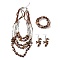Alloy & Natural Shell & Glass Seed Beaded Multilayer Necklaces & Dangle Earrings & Bangles Sets, Platinum, Dark Red, 430mm