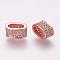 Brass Micro Pave Cubic Zirconia Slide Charms, Oval, Rose Gold, 5x10x5.5mm, Hole: 3x7mm