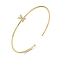 Rack Plating Brass Micro Pave Clear Cubic Zirconia Letter Open Cuff Bangles, Torque Bangles for Women, Real 18K Gold Plated, Lead Free & Cadmium Free, Letter X, Inner Diameter: 1-7/8x2-1/4 inch(4.8x5.8cm)