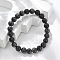 Natural Larvikite Beads Stretch Bracelets, Round, 2 inch~2-1/8 inch(5.2~5.5cm), Beads: 8~9mm