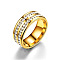 201 Stainless Steel Rhinestone Finger Ring, Golden, 8mm, US Size 9(18.9mm)