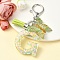 Resin & Acrylic Keychain, with Faux Suede Tassel Pendant & Alloy Findings, Letter G, 9.5cm