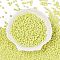 Baking Paint Glass Seed Beads, 2-Hole, Oval, Green Yellow, 5~6x2.5~3.5x3mm, hole: 0.7~0.9mm, about 7500pcs/pound