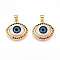 Brass Micro Pave Cubic Zirconia Pendants for Women, Eye, with Resin, Real 18K Gold Plated, Colorful, 18.5~19x19~19.5x6mm, Hole: 3.5x5mm
