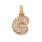 Brass Micro Pave Cubic Zirconia Pendants, Real 18K Gold Plated, Clear, Letter C, 18.5~24x12.5~25.5x5~5.5mm, Hole: 5x3mm