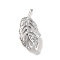 Brass Pendants, Leaf Charms, Platinum, 23x10x2.5mm, Hole: 2.5x1.5mm