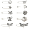 20Pcs 10 Styles Alloy Kilt Pins for Backpack Clothes, Mixed Shapes, 16~31x49.5~68x7~12mm, 2pcs/style