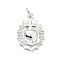 Brass Pendants, with Jump Ring, Cadmium Free & Lead Free, Badge with Cross & Heart, Platinum, 19x12.5x2.5mm