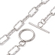 304 Stainless Steel Textured Paperclip Chains Necklace for Women NJEW-P263-02P-4