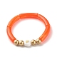 Bracelet extensible perlé tube incurvé acrylique imitation pierre gemme BJEW-JB07965-4