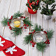 Gorgecraft 2 lot de bougeoirs en forme de couronne de Noël de 15 cm avec aiguilles de pin et baies rouges artificielles - Bougeoir de Noël avec centre de table en verre - Guirlandes vertes - Anneau pour décoration de table de fête - Cadeau de Noël AJEW-GF0007-25-4