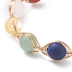 Bracelet jonc rond tressé en pierres précieuses mélangées avec perle naturelle BJEW-JB08000-4