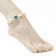 Natürliche geflochtene Perlen-Fußkettchen aus Kaurimuscheln für Frauen AJEW-AN00527-02-3