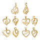 NBEADS 10 Pcs 5 Styles Real 18K Gold Plated Mother's Day Charms ZIRC-NB0001-76-1