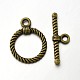 Chiusure toggle anello in lega stile tibetano PALLOY-N0112-01AB-1