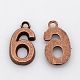 Rack Plated Zinc Alloy Number Charms PALLOY-A062-6R-NR-1