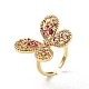 Colorful Cubic Zirconia Butterfly Open Cuff Ring KK-D080-15G-3