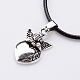 Antique Silver Alloy Heart Waxed Cord Pendant Necklaces NJEW-O087-07-2