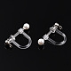 Resin Clip-on Earring Converter with Loops & ABS Plastic Imitation Pearl Beaded STAS-T064-01P-3