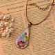 Retro Glass Dried Flower Pendant Necklaces NJEW-K052-04-2