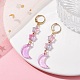 Moon & Star Glass Dangle Leverback Earrings with 304 Stainless Steel Pins EJEW-JE05605-03-2