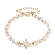 Bracelets à maillons étoiles en coquillage blanc naturel BJEW-JB05780-02-1