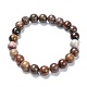 Bracelets de perles extensibles en bois pétrifié naturel G-A185-01O-1