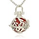 Silver Color Plated Brass Hollow Round Cage Pendants KK-J236-06S-1