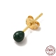 エナメルラウンドボールスタッドピアス  女性のためのゴールデン 925 スターリングシルバー ジュエリー  濃い緑  14.5x3mm  ピン：0.8mm EJEW-C020-01G-04-1