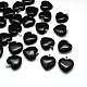 Heart Natural Black Stone Pendants G-Q355-05-1