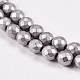 Chapelets de perles en hématite synthétique sans magnétiques G-J169C-4mm-07-3