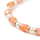 Bracciale elasticizzato da donna con perle di vetro e colonne BJEW-JB08514-5