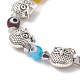 Bracelet de perles tressées en verre et en alliage de mauvais œil coloré au chalumeau pour femme BJEW-JB09267-03-4