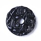 ナチュラルブラックオブシディアンのペンダント  麒麟の彫刻  フラットラウンド  46.5x10.5mm  穴：1.5mm G-K298-13-1
