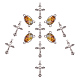 Pandahall 1 set bricolage pendentif faisant avec des pendentifs croix crucifix en argent tibétain et des liens en alliage composants de lustre de couleur mixte liens ovales 23x15x4mm DIY-PH0019-62-1