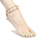 Set di cavigliere di perline intrecciate con conchiglia di ciprea naturale per ragazze donne X1-AJEW-AN00451-02-5