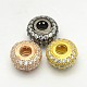 Brass Micro Pave Cubic Zirconia Large Hole European Beads ZIRC-M040-09-RS-1