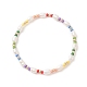 Pulsera elástica con cuentas de perlas naturales y semillas de colores para mujer BJEW-JB09217-1