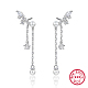 Rhodium Plated Platinum Plated 925 Sterling Silver Wing Stud Earrings with Shell Pearl RF3669-1