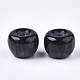 樹脂ビーズ  天然石風  片穴  りんご  ブラック  21x15.5~16mm  半分穴：3.5mm RESI-S377-16A-1