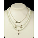 Set di gioielli con perle di vetro per san valentino: collane e bracciali e orecchini elastici SJEW-JS00425-01-4