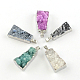 Dyed Trapezoid Electroplated Natural Druzy Agate Pendants G-R275-223-1