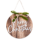 Gorgecraft木製ペンダントデコレーション  地中海スタイル  メリークリスマスとフラットラウンド  バリーウッド  46cm AJEW-GF0002-33-1