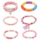 8 pièces 8 style mot d'amour argile polymère heishi perlé bracelets extensibles ensemble pour adolescente femmes BJEW-SZ0001-79-1