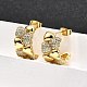 Женские серьги-гвоздики из латуни с микропаве и прозрачным кубическим цирконием EJEW-U056-02A-G-1