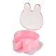 ウサギのプラスチック製ジュエリーボックス  透明カバー付き  ピンク  14.6x12.7x5.5cm OBOX-F006-11-3